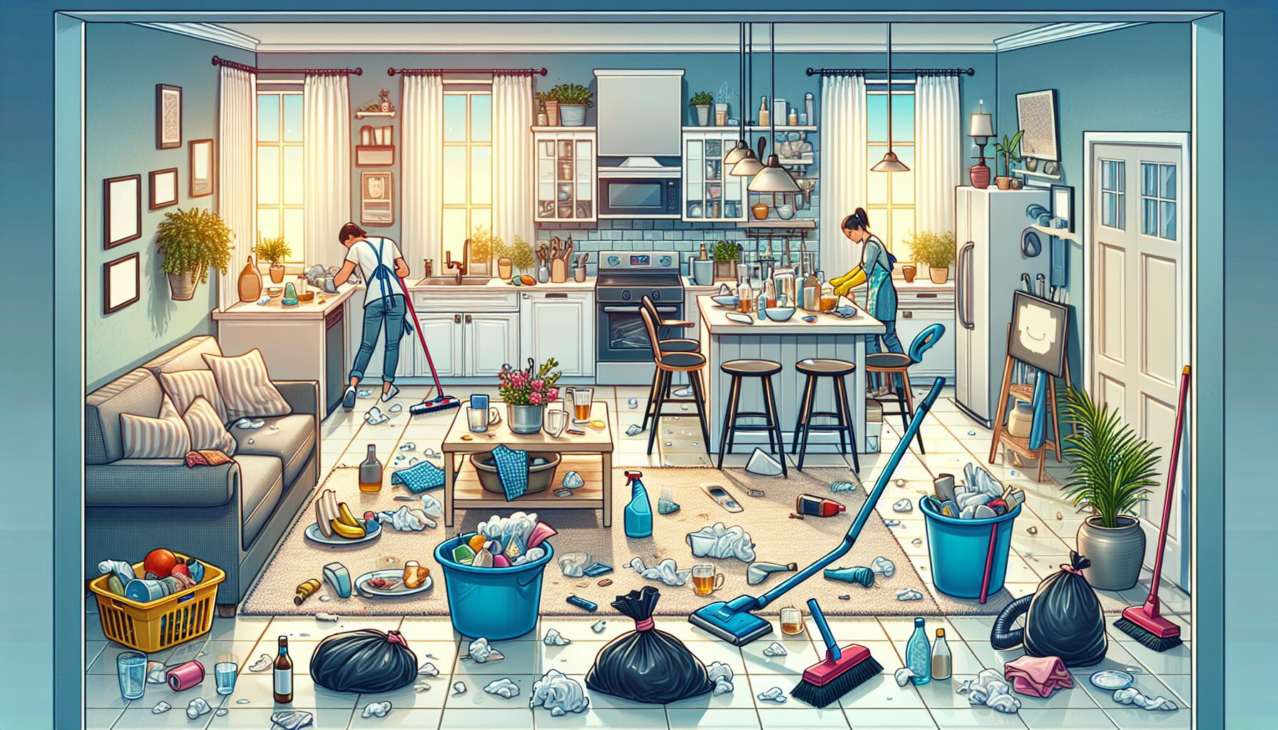 10 maneras de limpiar a fondo tu hogar después de una fiesta