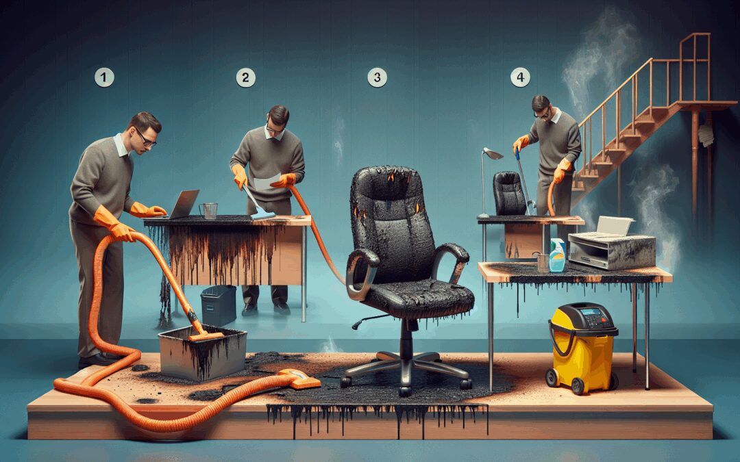 Cómo limpiar el mobiliario afectado por un incendio en oficinas en 4 pasos